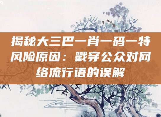 揭秘大三巴一肖一码一特风险原因：戳穿公众对网络流行语的误解